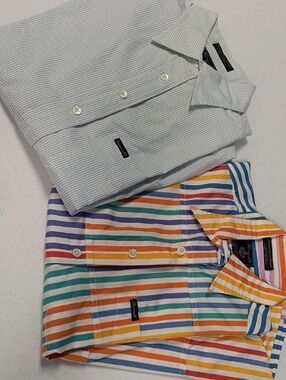 Faconnable Women's Multicolor and Light Blue Striped Button-Down Shirts